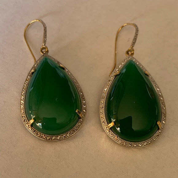 Jadeita gold and diamond earrings - Picture 2 of 8